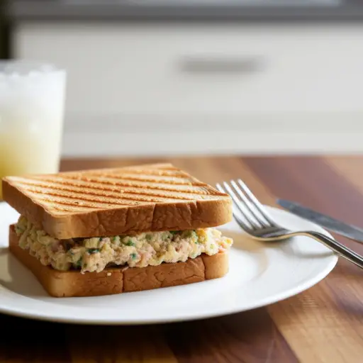 我午餐做了一个金枪鱼三明治。