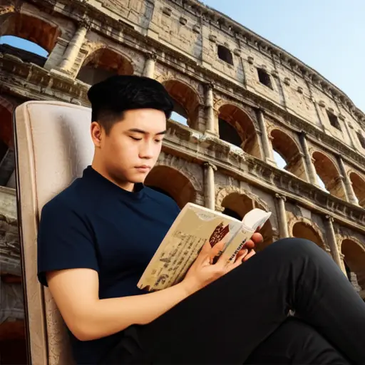 他喜欢阅读关于古罗马的历史小说。