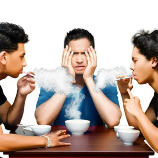 不幸的是，我坐在桌旁，两边都有吸烟者。