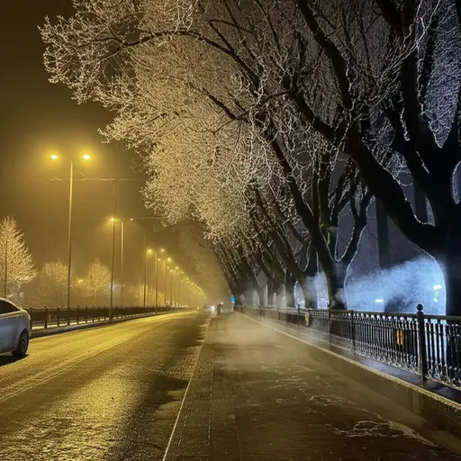 昨晚气温降到了冰点以下。