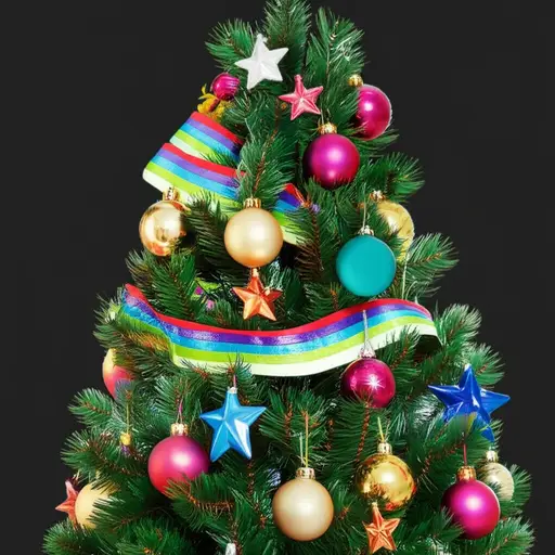 我们在树上挂上了色彩缤纷的圣诞装饰品。