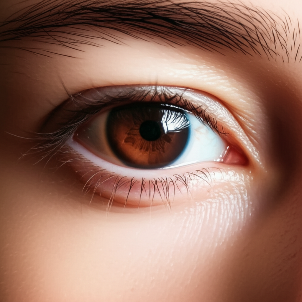 她的眼睛是棕色的。