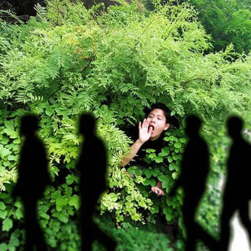 一声警告的呼喊从茂密的灌木丛中传来，告诉我们停下。