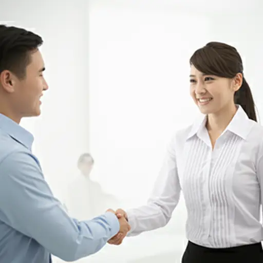 我们被介绍认识时，我礼貌地和她握了手。