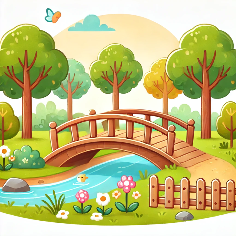 公园里有一座桥。