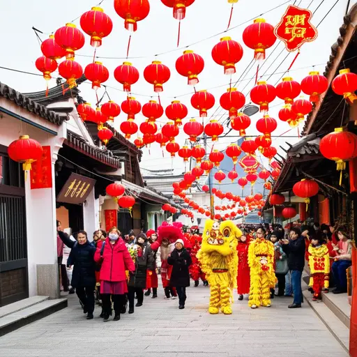 全镇都有热闹的新年庆祝活动。