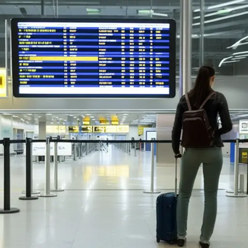 查看出发信息屏后，我终于找到了我的登机口。