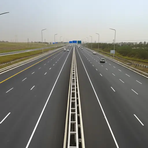 我们沿着高速公路行驶。