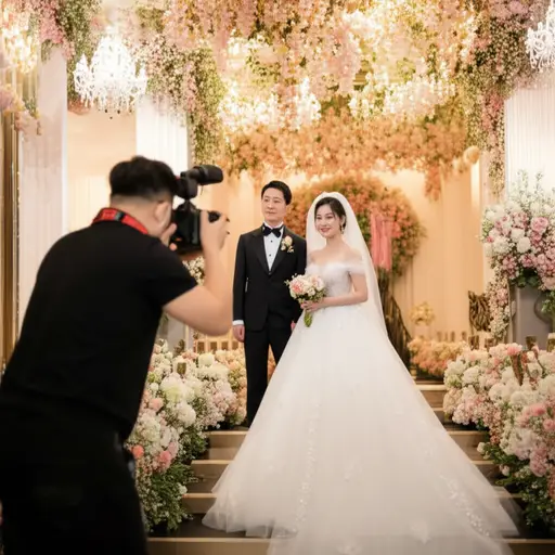 婚礼当天，我拍了很多新娘和新郎的照片。