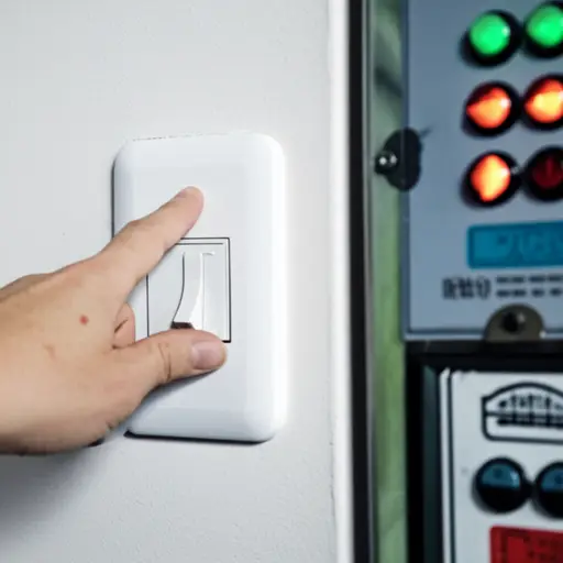 他向上推开了开关，启动了机器。