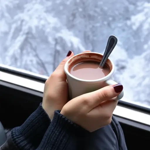 在寒冷的日子里，我喜欢喝一杯热巧克力。