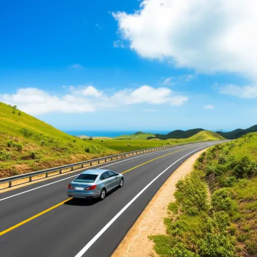 我们正朝东南方向开车前往海岸。