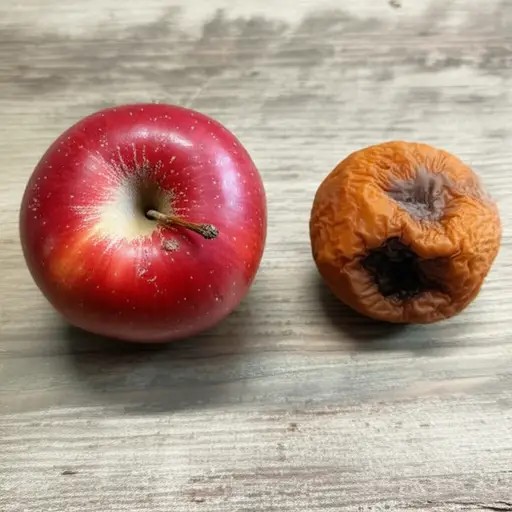 这个苹果是好的，但另一个坏了。