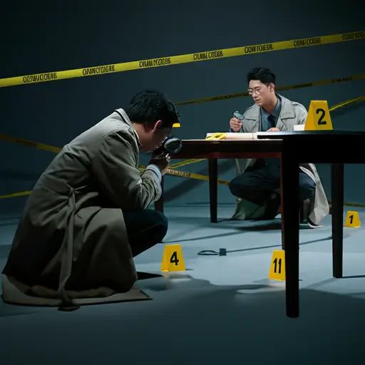 侦探们对犯罪现场进行了详细的搜查。