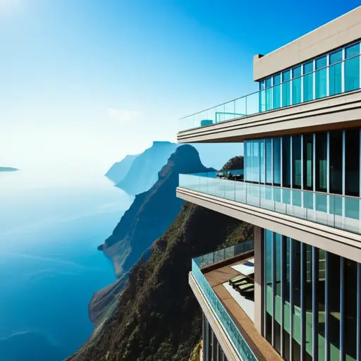 这家酒店在悬崖上，视野很好。