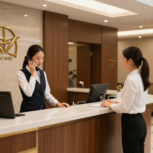 我们在前台轮流接电话。