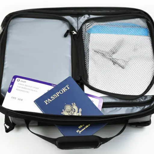 我把护照和机票都放在这个旅行包里。