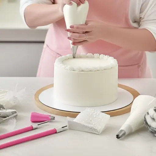 她自己装饰了蛋糕。