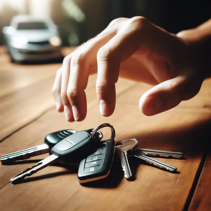 他抓起他的钥匙冲出门外。