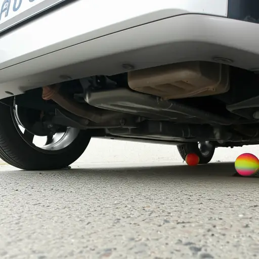 我的球滚到汽车下面去了。