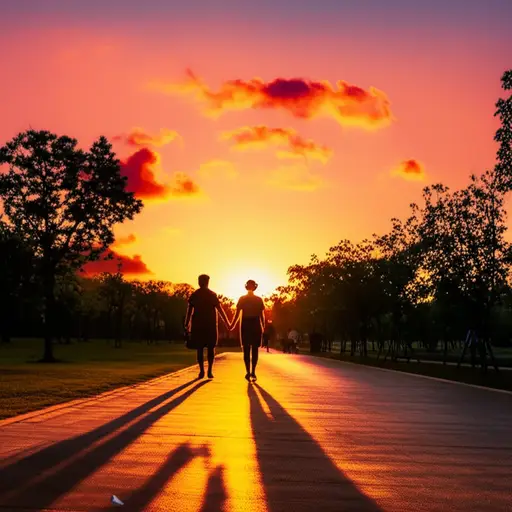 傍晚的气氛非常浪漫。