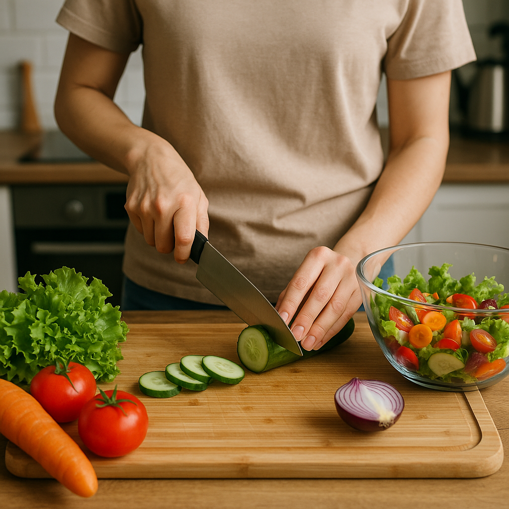 我需要切一些蔬菜做沙拉。