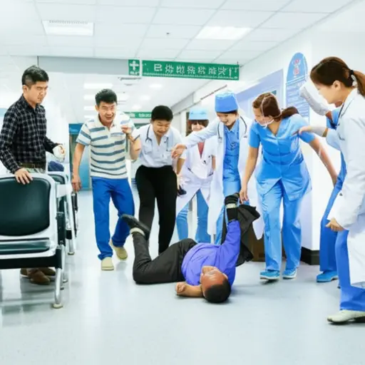 病人在候诊室突然倒下，需要立即帮助。