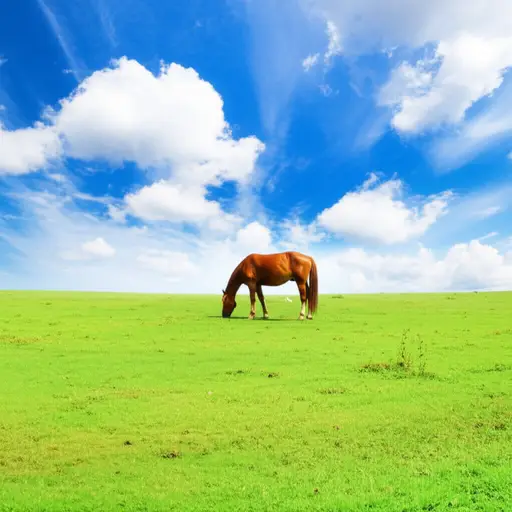 看！田野里有一匹马。