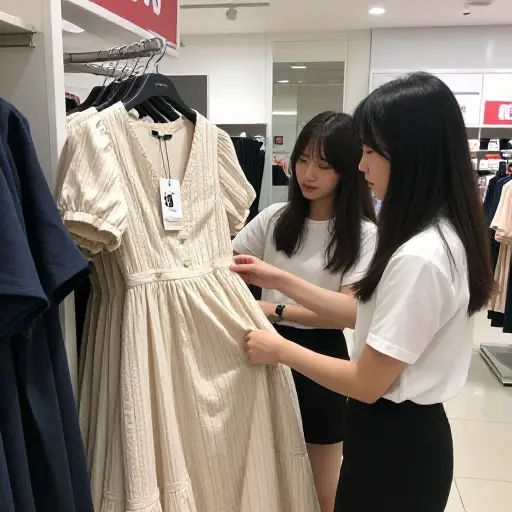 昨天我和朋友去逛街，看到这条漂亮的裙子在打折。