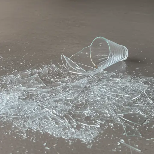 我打碎了一个玻璃杯。