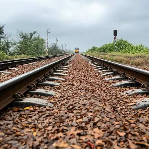 由于线路上的湿叶子，这趟火车将晚点一小时到达。
