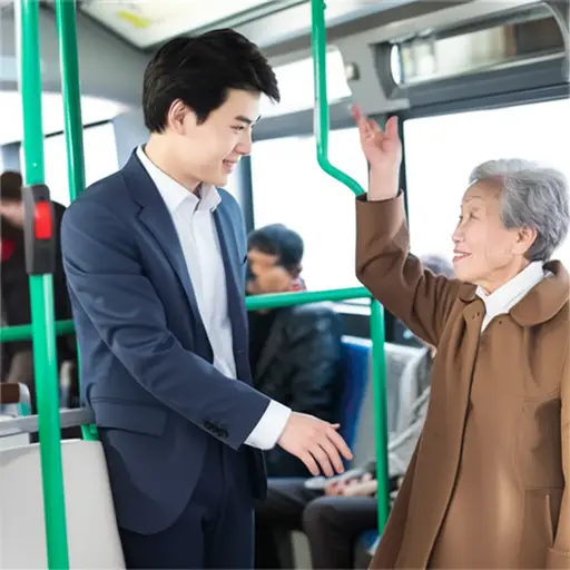 “我可以给你让个座吗？” “好的，请。”