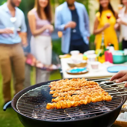 他为派对烧烤了鸡肉。
