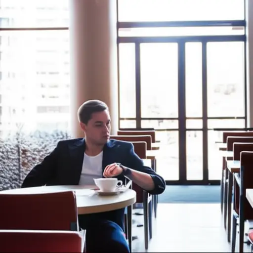 那个家伙在咖啡馆等我们。