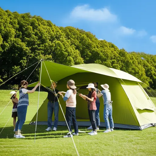 我们在十分钟内就把帐篷搭起来了。