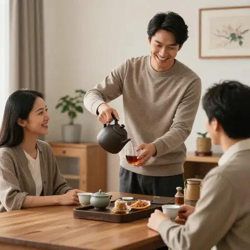 他特意地让我们感到宾至如归。