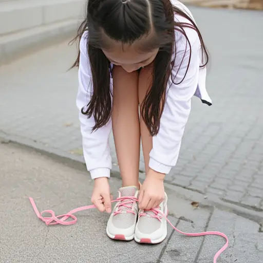 她把鞋带系错了，所以很快就松开了。
