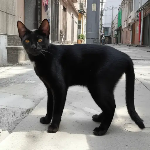 看！那里有一只黑猫。