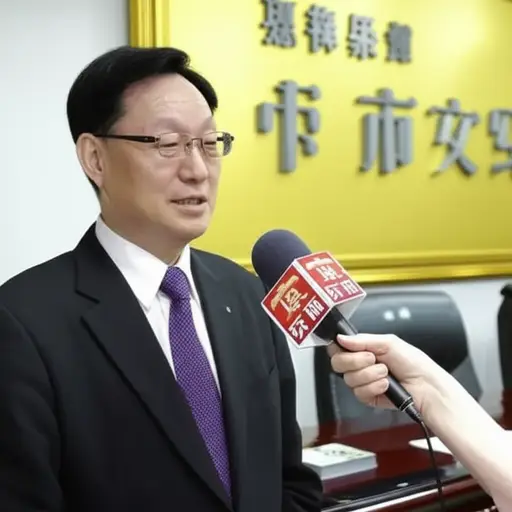 记者正在采访市长。