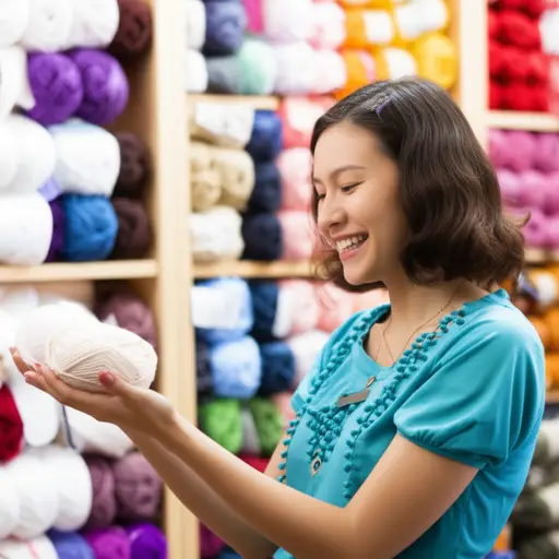 她买了一点羊毛来编织。