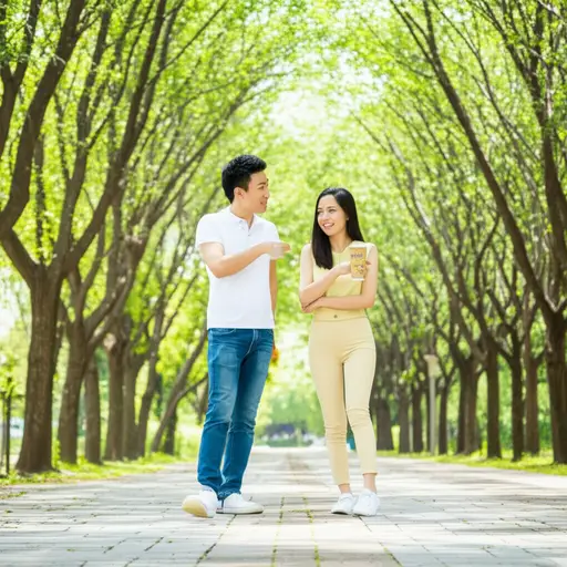 天气真好。我们去公园散散步好吗？