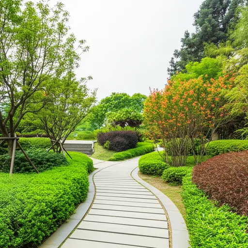 你可以从入口处沿着这条小路到达公园。