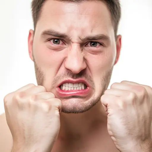 他强忍住愤怒的泪水。