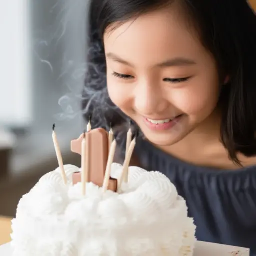 她吹灭了生日蛋糕上的蜡烛。