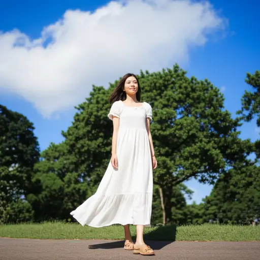 夏天，我穿裙子和凉鞋。