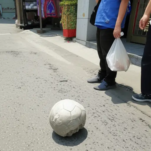 我的球坏了，我们去买另一个吧。