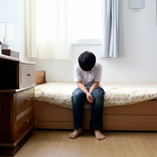 我在他的卧室里发现他在哭泣。