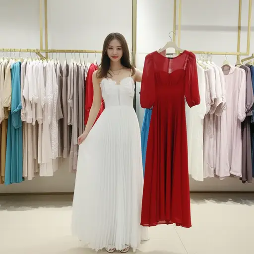 她为派对买了一条长连衣裙。