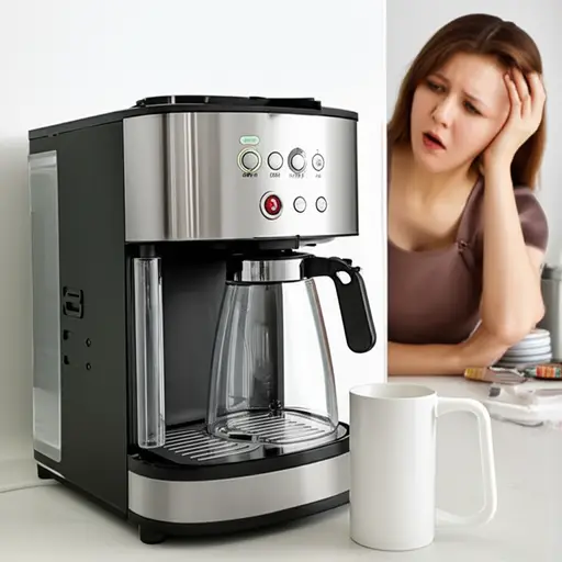 咖啡机坏了，所以我们喝不到咖啡。