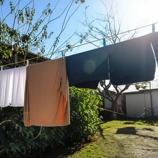 把湿衣服挂到外面去晾干。